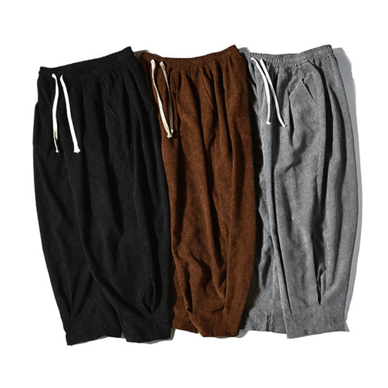 Buddha Stones Lässige, schlichte Baumwoll-Pumphose für Herren mit Taschen - image 41