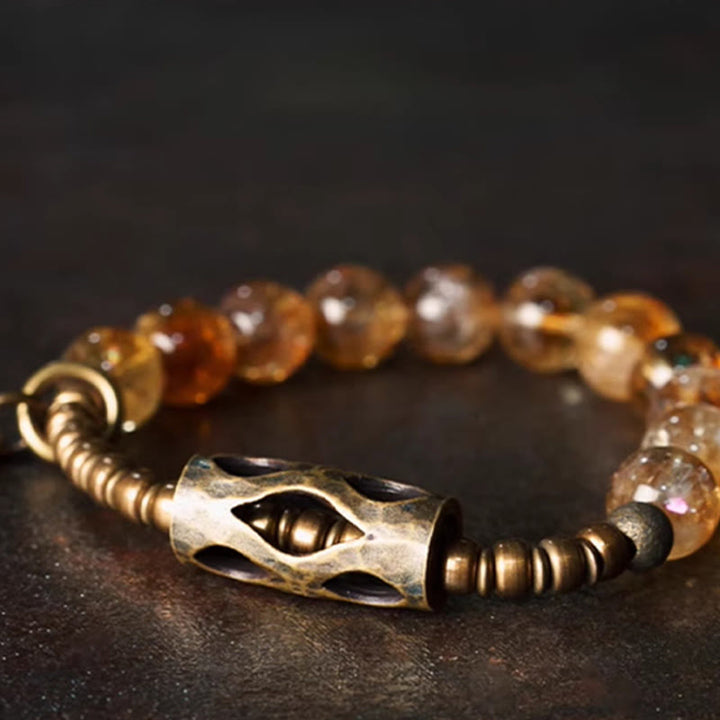 Buddha Stones Daily Retro 10mm Citrin Perlen Schutzarmband