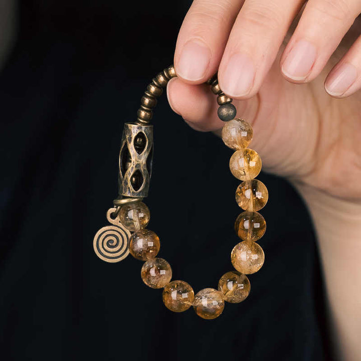 Buddha Stones Daily Retro 10mm Citrin Perlen Schutzarmband