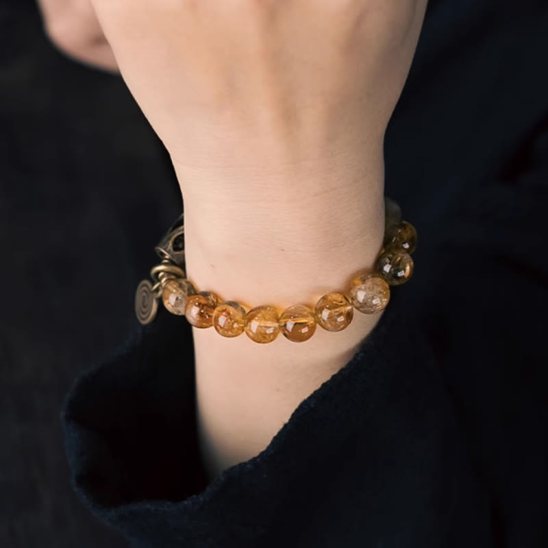 Buddha Stones Daily Retro 10mm Citrin Perlen Schutzarmband