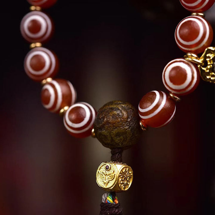 Buddha Stones Tibetisches Zakiram-Armband aus rotem Achat