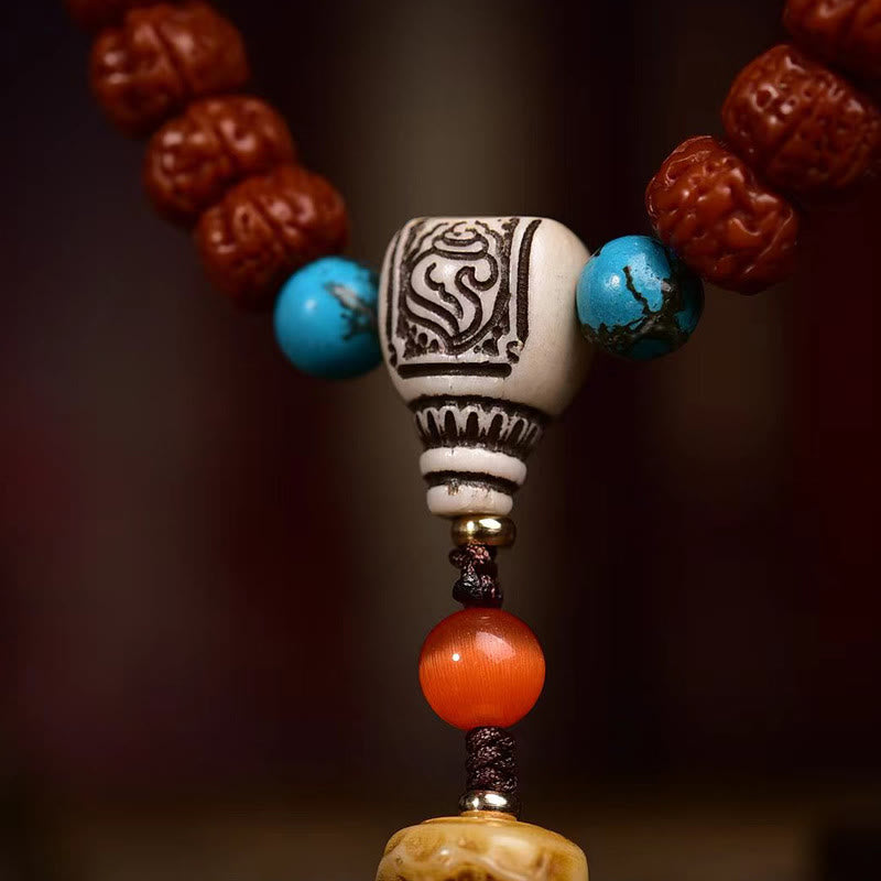 Buddha Stones, 108 Perlen, Rudraksha, Bodhi-Samen, Reichtum, Quaste, Mala