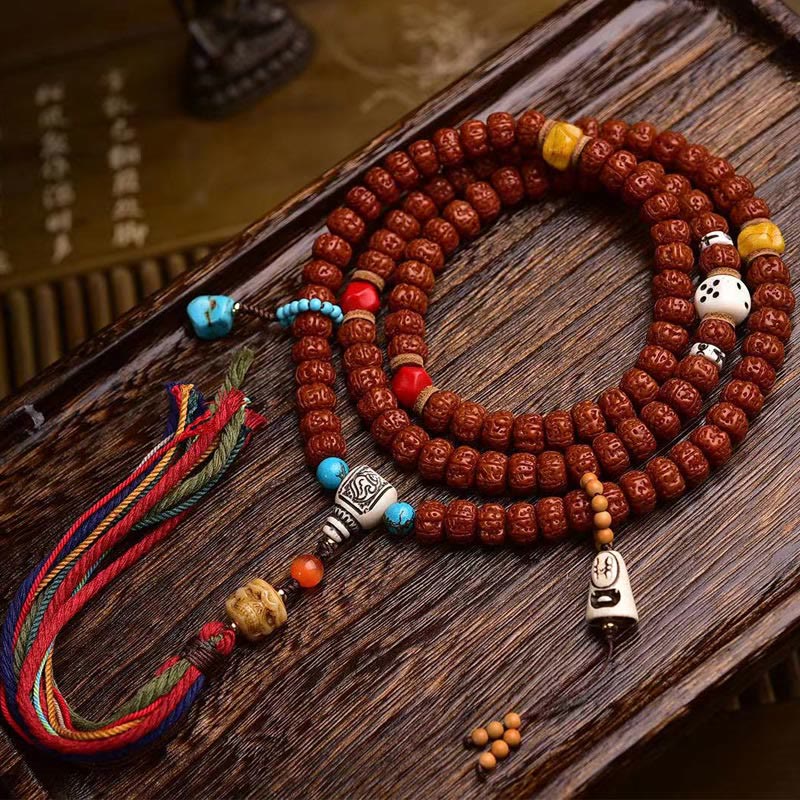 Buddha Stones, 108 Perlen, Rudraksha, Bodhi-Samen, Reichtum, Quaste, Mala