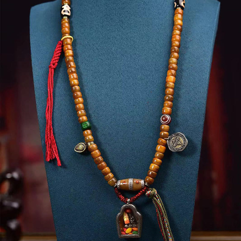 Buddha Stones Tibetische 108 Perlen Kamelknochen Glücksquaste Mala