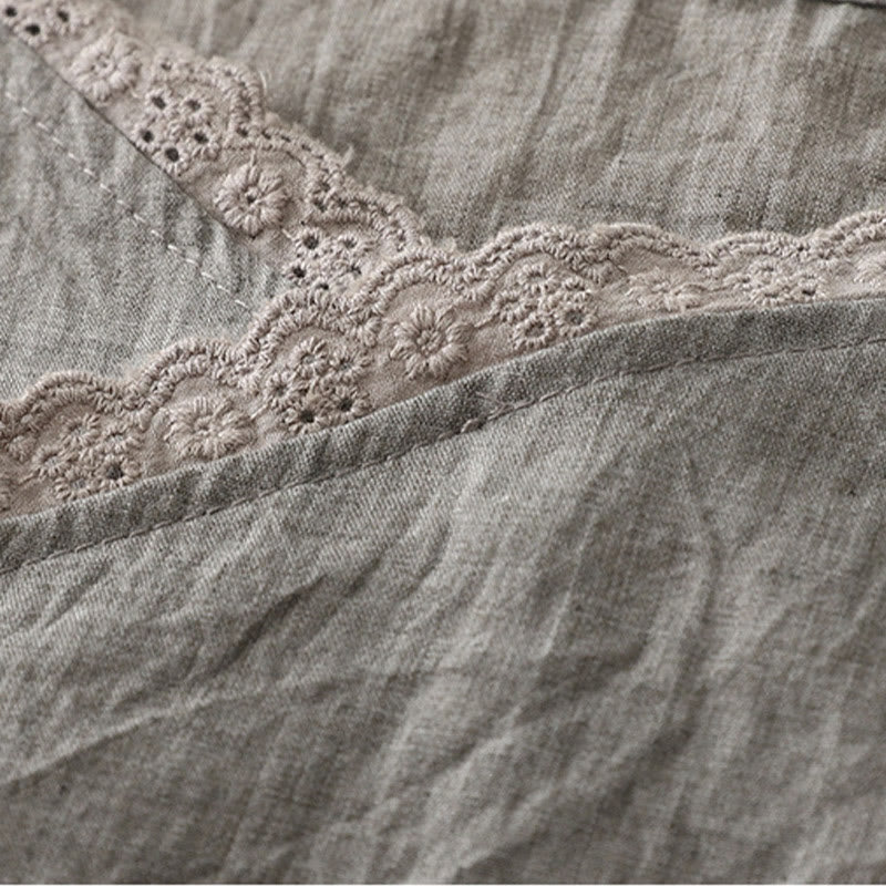 Buddha Stones Vintage Seitenschnürung Spleißen Spitze V-Ausschnitt Ärmellose Damenweste - image 11