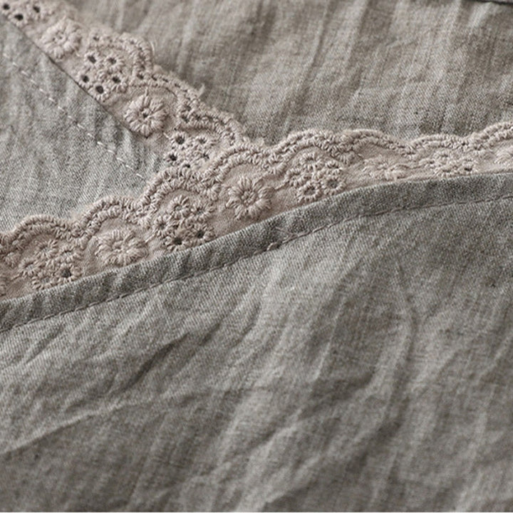 Buddha Stones Vintage Seitenschnürung Spleißen Spitze V-Ausschnitt Ärmellose Damenweste - image 11