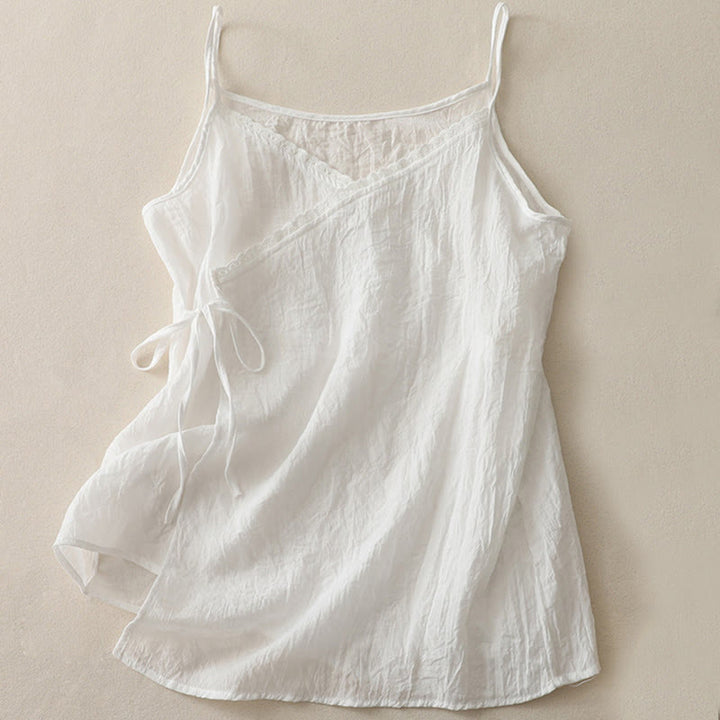 Buddha Stones Vintage Seitenschnürung Spleißen Spitze V-Ausschnitt Ärmellose Damenweste - Weiß - US12, UK/AU16,EU44 (2XL) - image 4