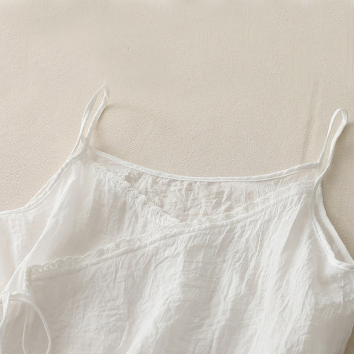 Buddha Stones Vintage Seitenschnürung Spleißen Spitze V-Ausschnitt Ärmellose Damenweste - image 7