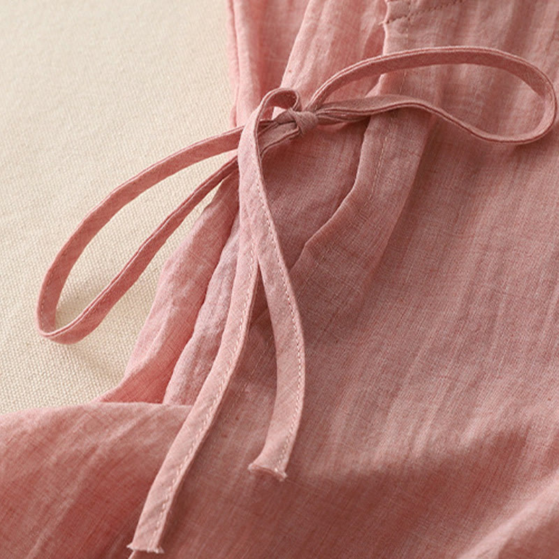 Buddha Stones Vintage Seitenschnürung Spleißen Spitze V-Ausschnitt Ärmellose Damenweste - image 3