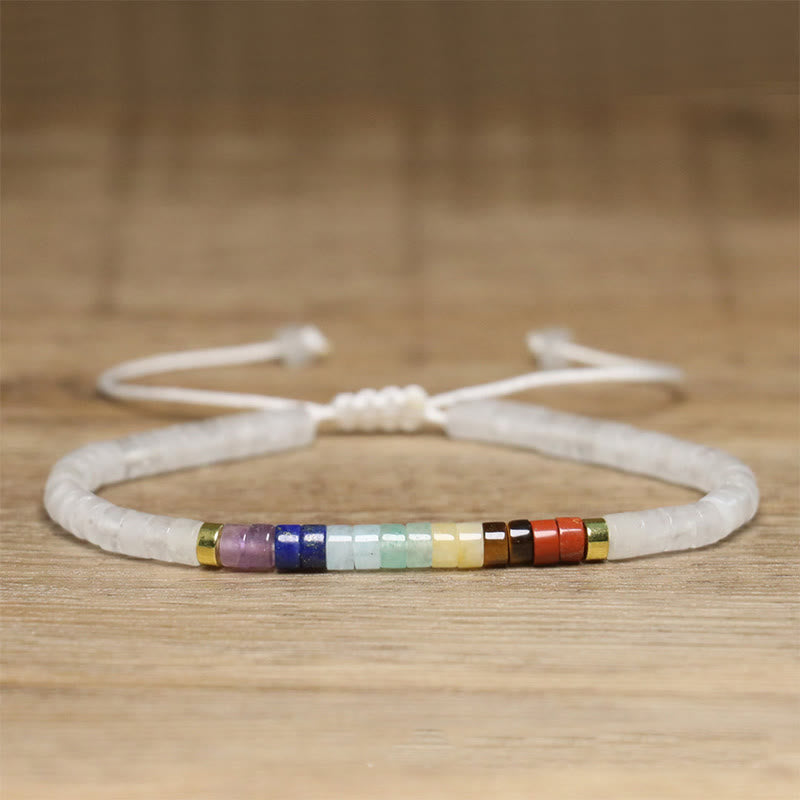 Buddha Stones Armband mit Zwischenperlen, natürlicher weißer Kristall, schwarzer Onyx, Klarheit