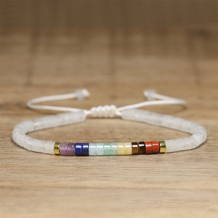 Buddha Stones Armband mit Zwischenperlen, natürlicher weißer Kristall, schwarzer Onyx, Klarheit