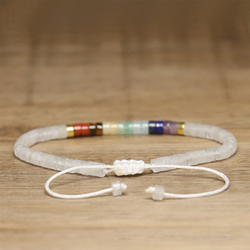 Buddha Stones Armband mit Zwischenperlen, natürlicher weißer Kristall, schwarzer Onyx, Klarheit