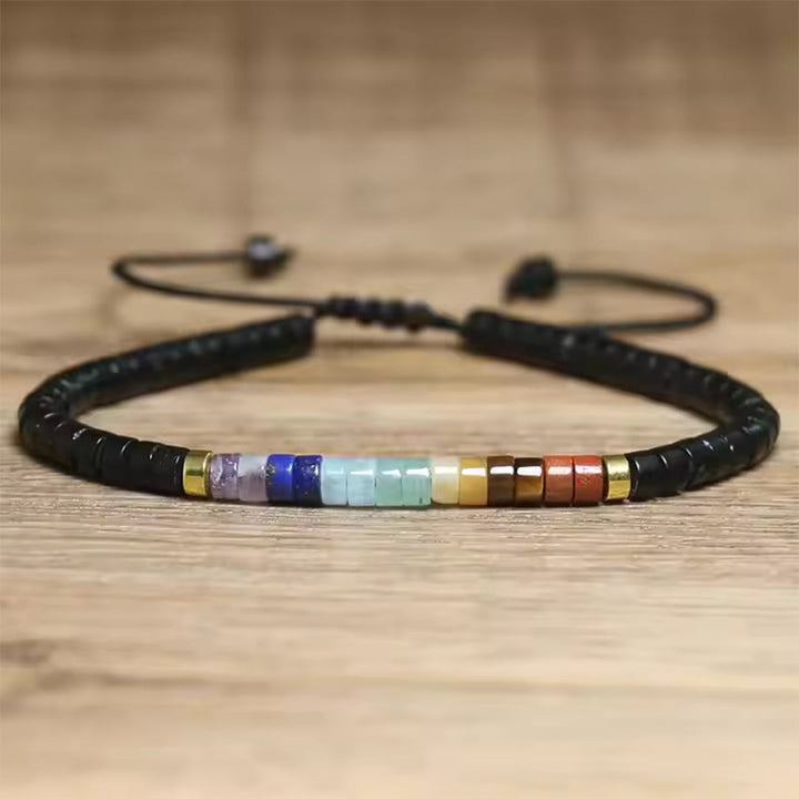 Buddha Stones Armband mit Zwischenperlen, natürlicher weißer Kristall, schwarzer Onyx, Klarheit