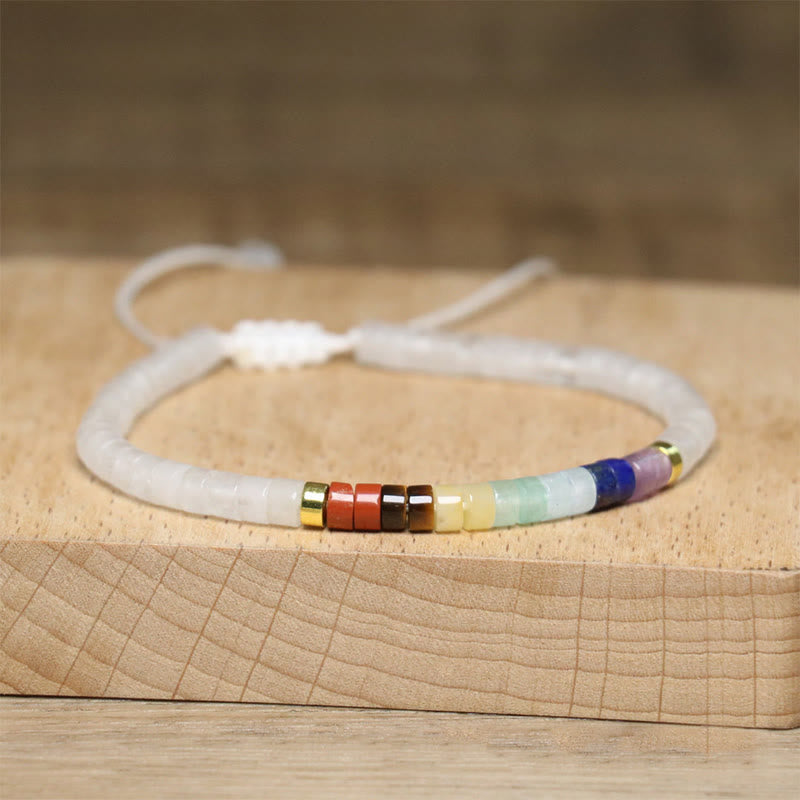 Buddha Stones Armband mit Zwischenperlen, natürlicher weißer Kristall, schwarzer Onyx, Klarheit