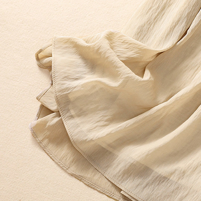 Buddha Stones Lässiger Damen-Rock aus Baumwolle und Leinen in Kontrastfarbe mit Plissee und Schnürung in der Länge 7–8 - image 7