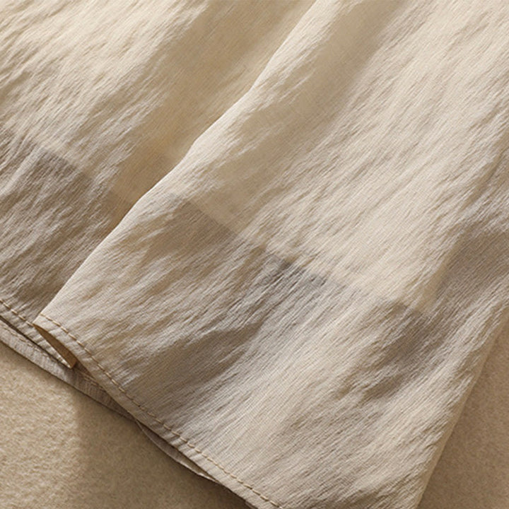 Buddha Stones Lässiger Damen-Rock aus Baumwolle und Leinen in Kontrastfarbe mit Plissee und Schnürung in der Länge 7–8 - image 9