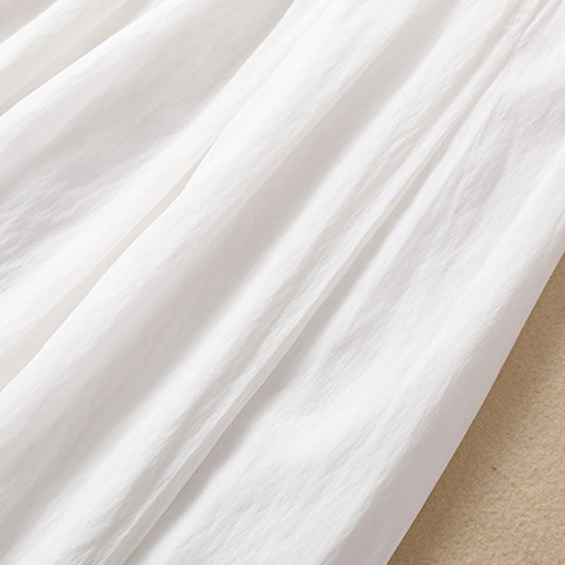 Buddha Stones Lässiger Damen-Rock aus Baumwolle und Leinen in Kontrastfarbe mit Plissee und Schnürung in der Länge 7–8 - image 14