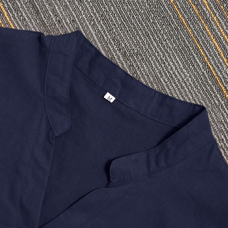 Buddha Stones Sommer Casual Plain Breasted Reversed Collar Kurzarm Damen Baumwolle Leinen Hemd - image 2