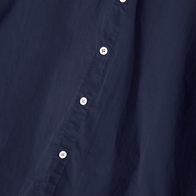 Buddha Stones Sommer Casual Plain Breasted Reversed Collar Kurzarm Damen Baumwolle Leinen Hemd - image 4