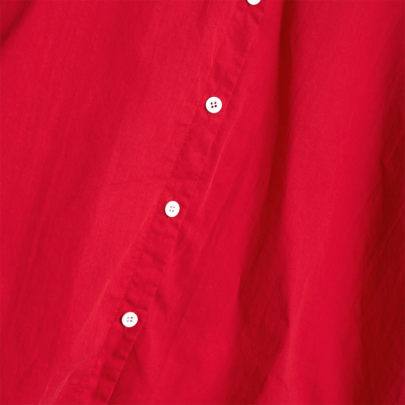 Buddha Stones Sommer Casual Plain Breasted Reversed Collar Kurzarm Damen Baumwolle Leinen Hemd - image 16