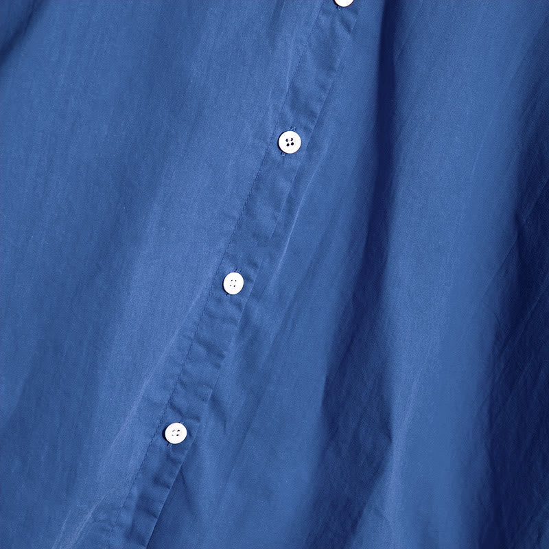 Buddha Stones Sommer Casual Plain Breasted Reversed Collar Kurzarm Damen Baumwolle Leinen Hemd - image 28