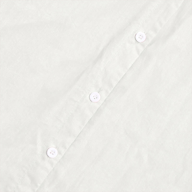 Buddha Stones Sommer Casual Plain Breasted Reversed Collar Kurzarm Damen Baumwolle Leinen Hemd - image 33