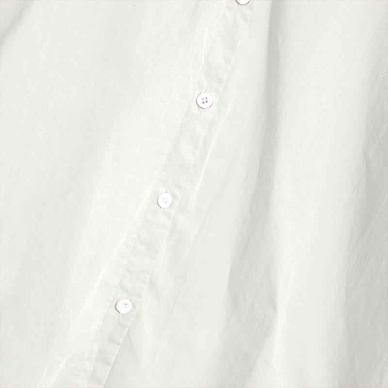 Buddha Stones Sommer Casual Plain Breasted Reversed Collar Kurzarm Damen Baumwolle Leinen Hemd - image 34