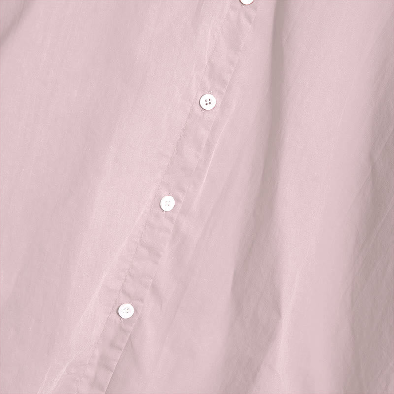 Buddha Stones Sommer Casual Plain Breasted Reversed Collar Kurzarm Damen Baumwolle Leinen Hemd - image 40