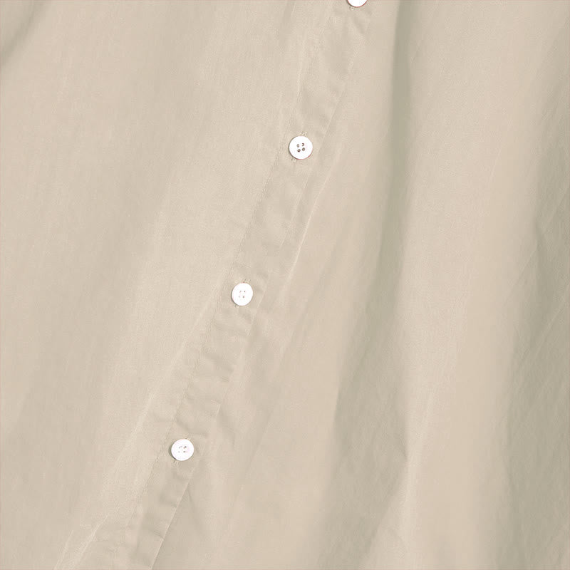 Buddha Stones Sommer Casual Plain Breasted Reversed Collar Kurzarm Damen Baumwolle Leinen Hemd - image 52