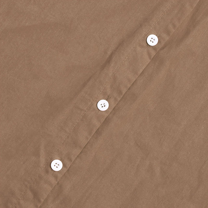 Buddha Stones Sommer Casual Plain Breasted Reversed Collar Kurzarm Damen Baumwolle Leinen Hemd - image 57