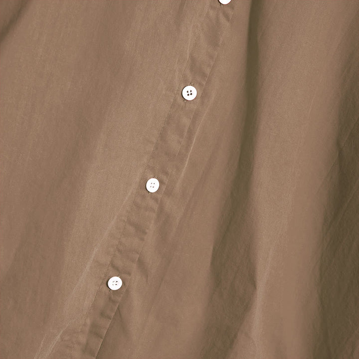 Buddha Stones Sommer Casual Plain Breasted Reversed Collar Kurzarm Damen Baumwolle Leinen Hemd - image 58