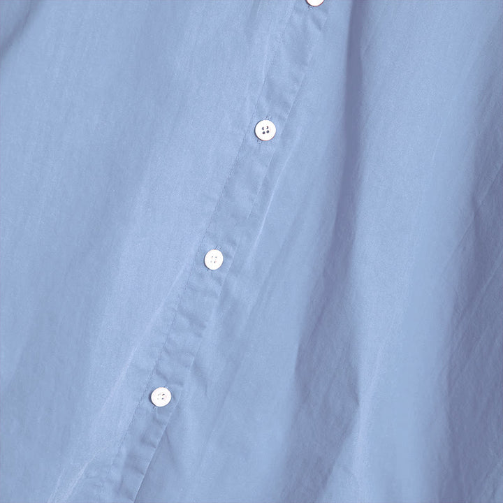 Buddha Stones Sommer Casual Plain Breasted Reversed Collar Kurzarm Damen Baumwolle Leinen Hemd - image 64