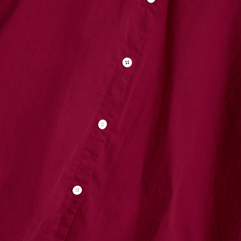 Buddha Stones Sommer Casual Plain Breasted Reversed Collar Kurzarm Damen Baumwolle Leinen Hemd - image 70