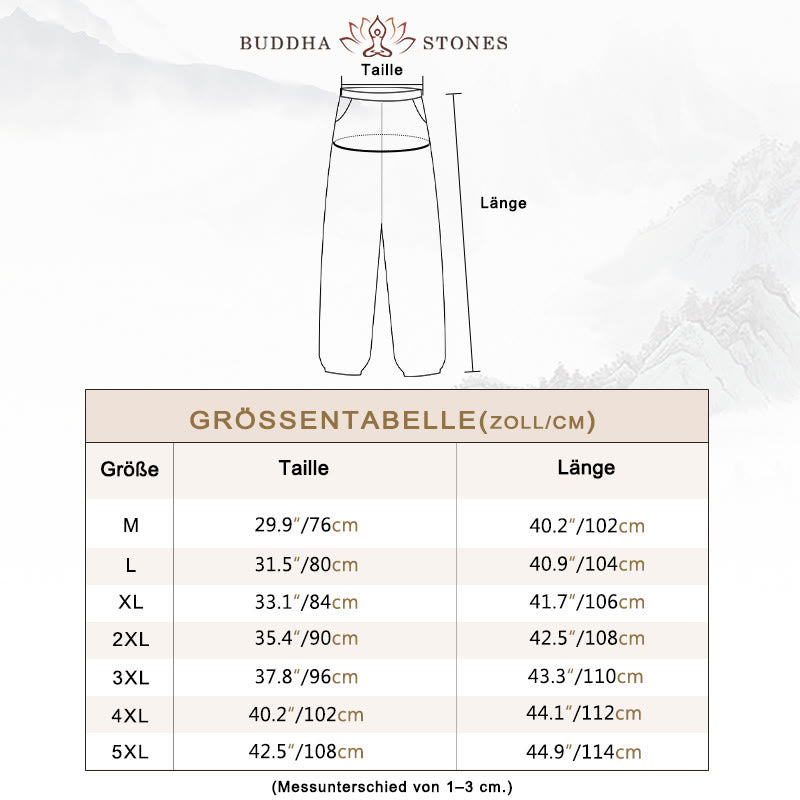 Buddha Stones Einfarbige Herrenhose aus Baumwolle mit Kordelzug und Taschen - image 4