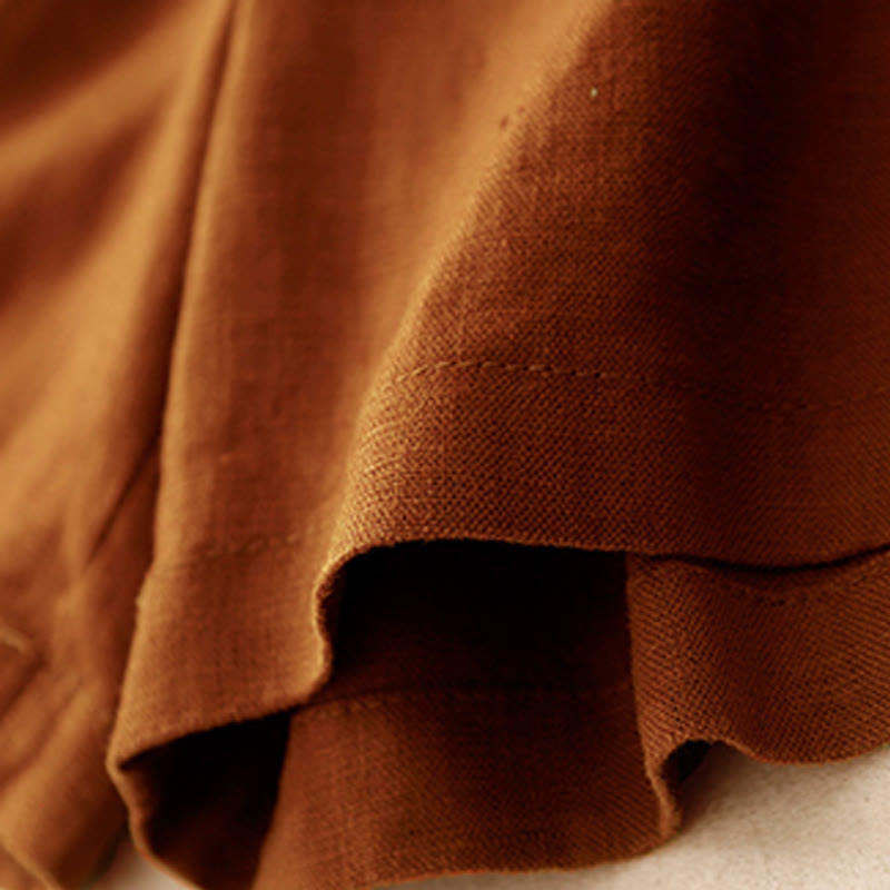 Buddha Stones Sommer Casual Pleat Plain Baumwolle Leinen Damen Shorts mit Taschen - image 2