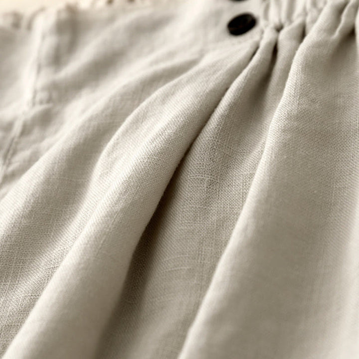 Buddha Stones Sommer Casual Pleat Plain Baumwolle Leinen Damen Shorts mit Taschen - image 20