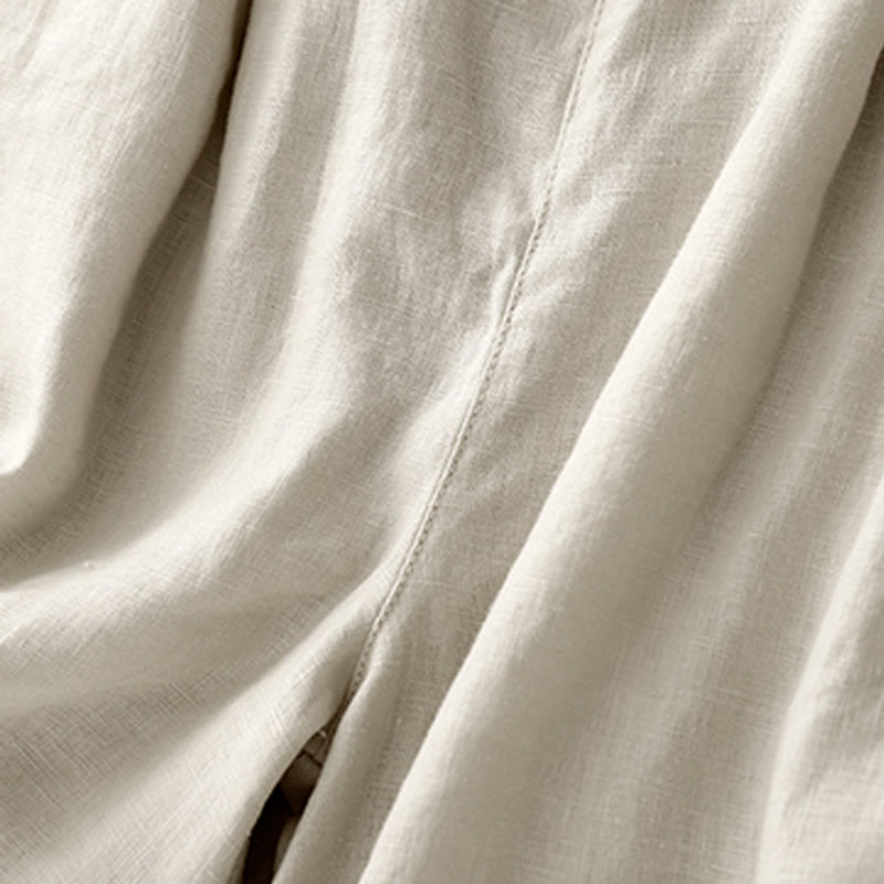 Buddha Stones Sommer Casual Pleat Plain Baumwolle Leinen Damen Shorts mit Taschen - image 21