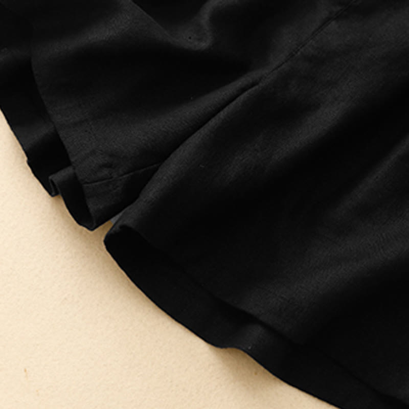 Buddha Stones Sommer Casual Pleat Plain Baumwolle Leinen Damen Shorts mit Taschen - image 26