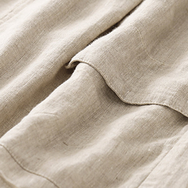 Buddha Stones Sommer Casual Plain Baumwolle Leinen Damen Elasti Gerade Shorts mit Taschen - image 19