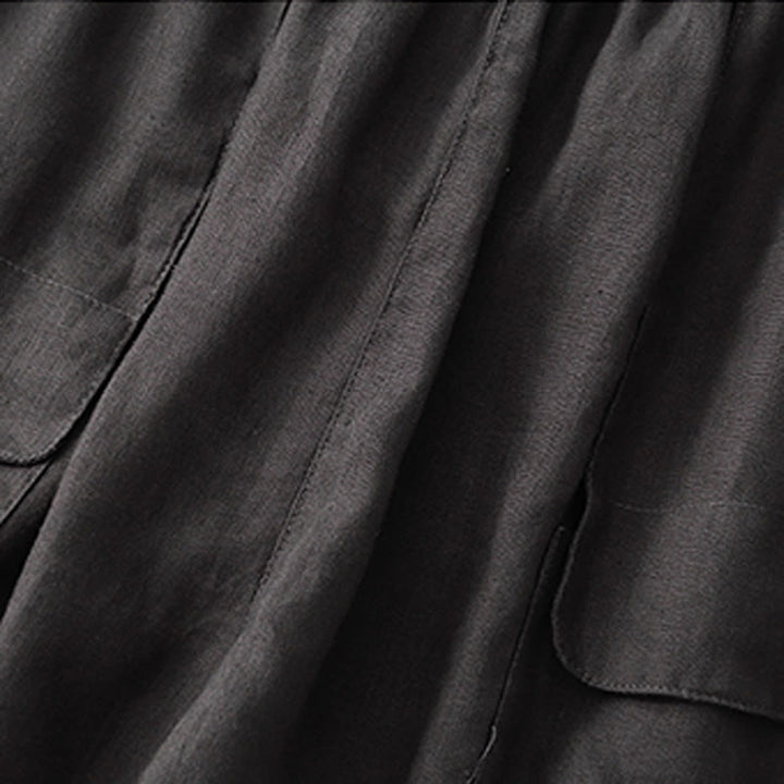 Buddha Stones Sommer Casual Plain Baumwolle Leinen Damen Elasti Gerade Shorts mit Taschen - image 26