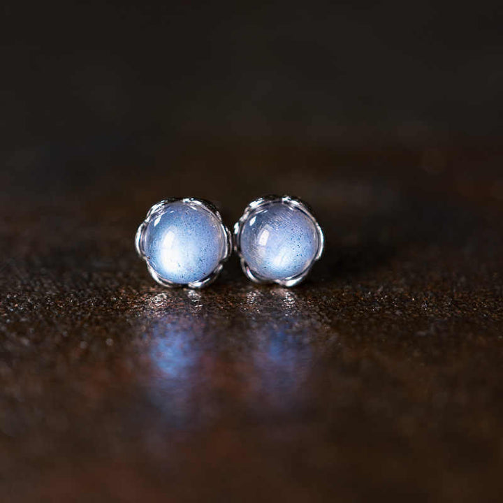 Buddha Stones 925 Sterling Silber Mondstein Positive Ohrringe