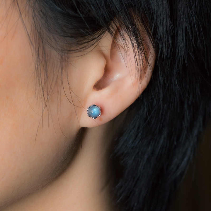 Buddha Stones 925 Sterling Silber Mondstein Positive Ohrringe