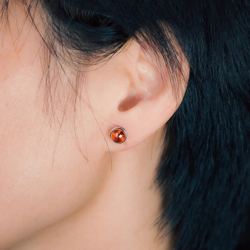 Buddha Stones 925 Sterling Silber Granat Schutz Ohrringe