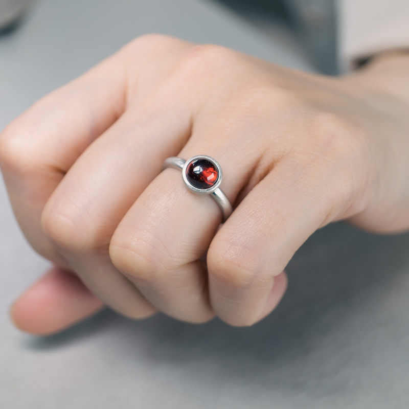 Buddha Stones Natürlicher 925 Sterling Silber Granat Verstellbarer Schutzring