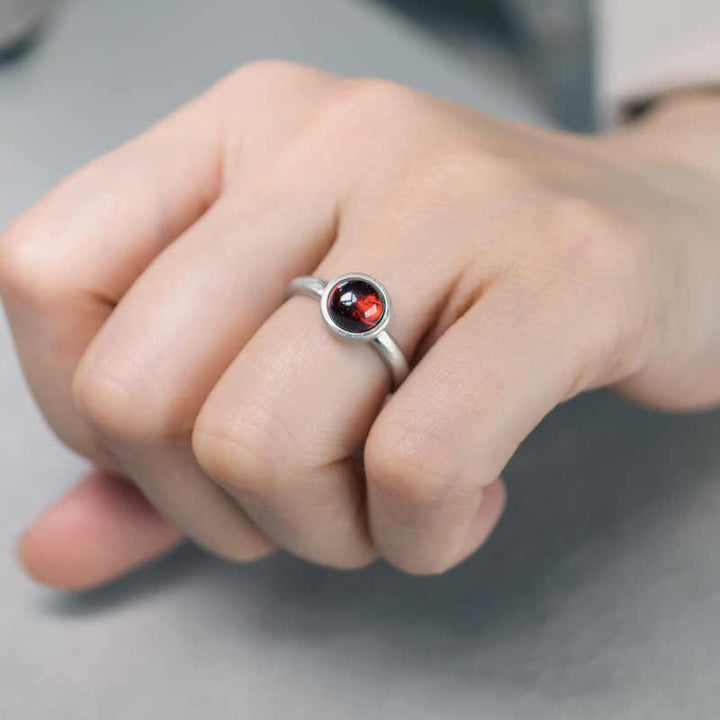 Buddha Stones Natürlicher 925 Sterling Silber Granat Verstellbarer Schutzring