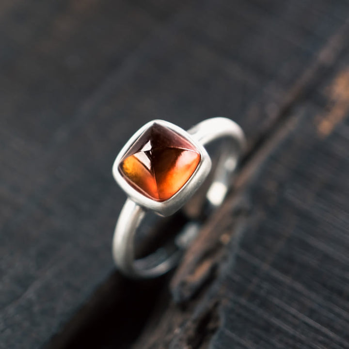 Buddha Stones Natürlicher 925 Sterling Silber Granat Verstellbarer Eingesetzter Ruhering