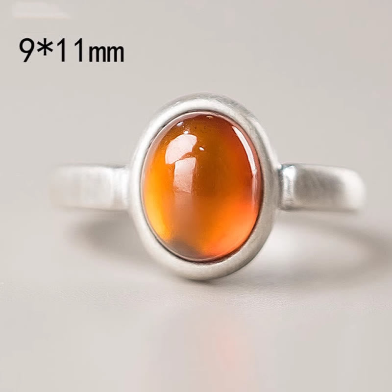 Buddha Stones Natürlicher 925 Sterling Silber Granat Verstellbarer Eingesetzter Ruhering