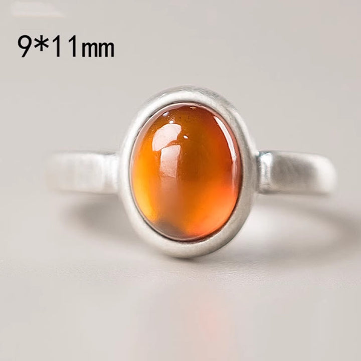 Buddha Stones Natürlicher 925 Sterling Silber Granat Verstellbarer Eingesetzter Ruhering