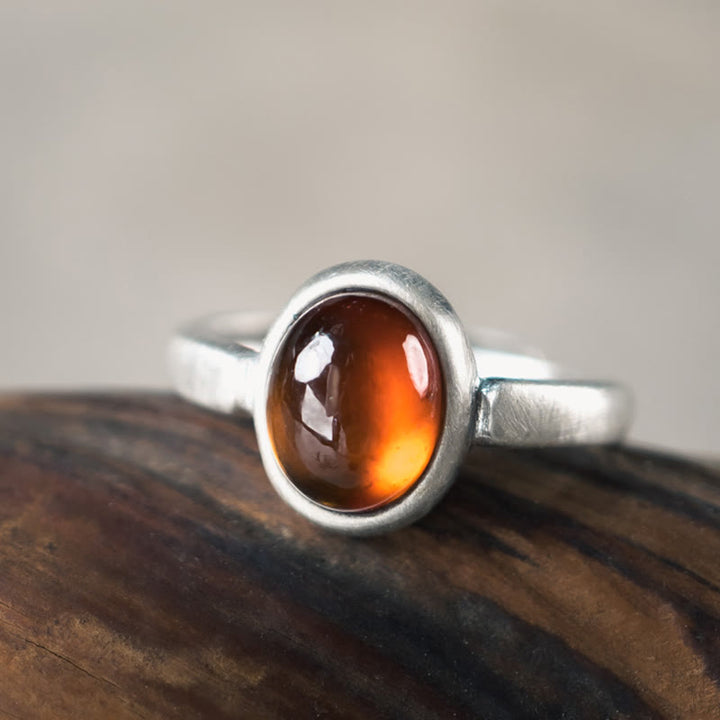 Buddha Stones Natürlicher 925 Sterling Silber Granat Verstellbarer Eingesetzter Ruhering