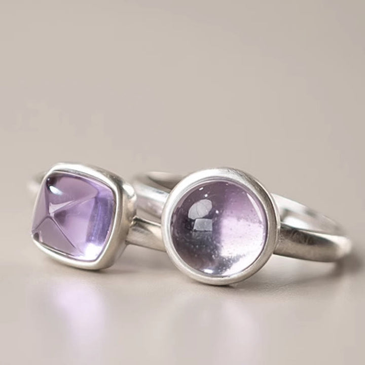 Buddha Stones Natürlicher 925 Sterling Silber Amethyst Verstellbarer Balance Ring - image 13